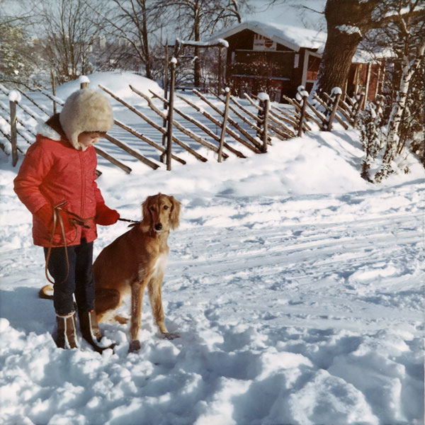1969 - Eva Brun på Farstanäset med Salukivalpen Azir