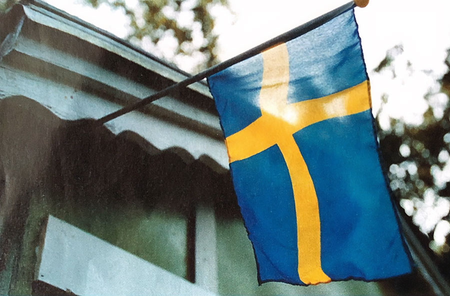 Svensk flagga vid kolonistuga på Farstanäset, 2001