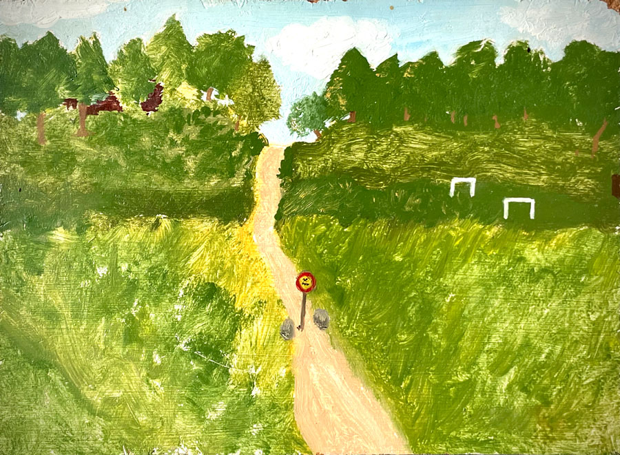Målning av Lena Karlsson Ivervall: minne av Farstanäset, omkring 1989–90