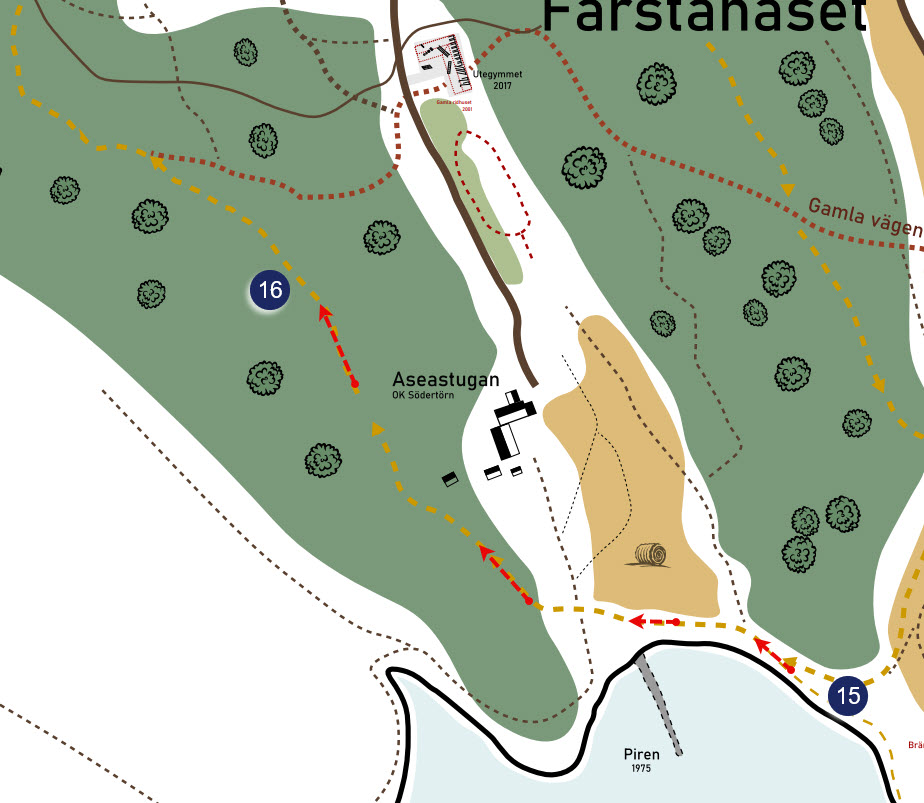 Kartutsnitt vid station 16 på naturstigen.